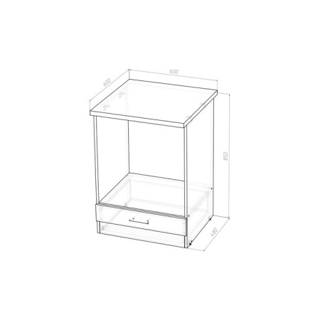 Floor cabinet under the oven, 600x480x820, white/dark concrete/anthracite-2