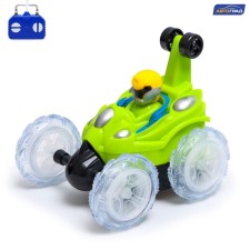 Radio-controlled “Trick” car, works on batteries, lighting effects, green color, green