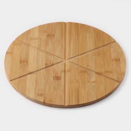 Pizza delivery board, D = 32 cm, complete with a knife, bamboo, stainless steel-2