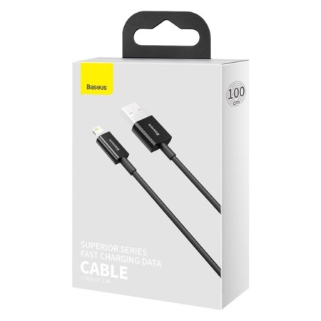 Baseus cable, Lightning - USB, 2.4 A, TPE braid, 1 m, black-10