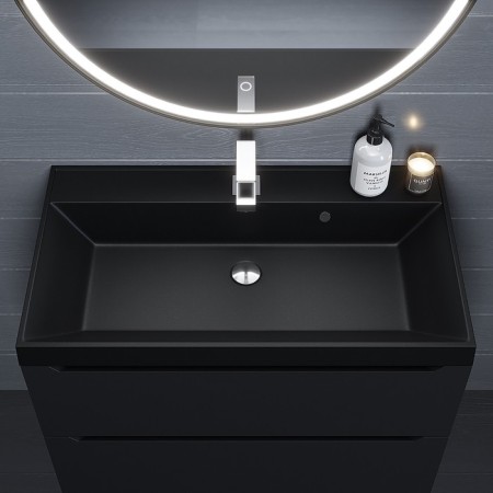 Sink uperwood Classic Quartz 80 cm, quartz, black matte, space-1