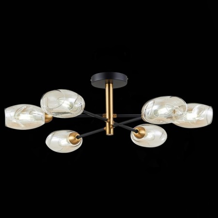 Ceiling EVOLUCE lamp. Sle155502-06. Gloa. 6x40 watts, E14, 68x68x22 cm, black color, brass-1