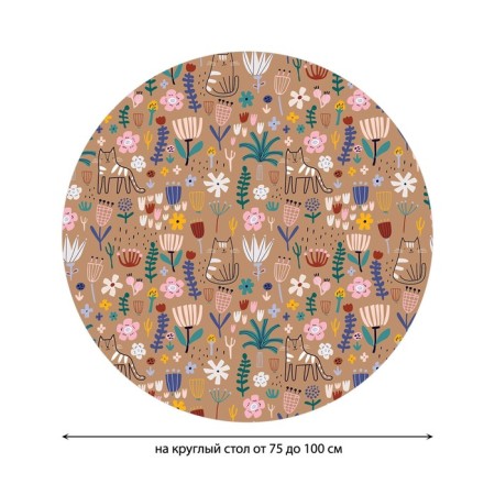 Tables on the table “Drawings of nature”, round, oxford, elastic band, size 120x120 cm, diameter 75-100 cm-1