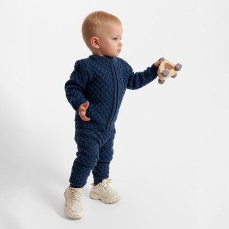 Pants Children's Knitted Minaku, blue color, height 74-80 cm-2