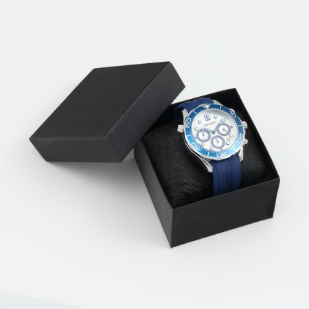 Men's watches, with a calendar, backlight, chronograph, D-4.3 cm, blue-6