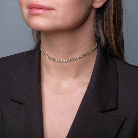 Choker "ice" elegant, white color in gold, 32 cm