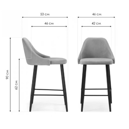Harmar jama metal/velor, black/beige 46x53x90 cm-7