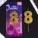 Candle for the cake, number "8", gold, 4 x 10 cm.