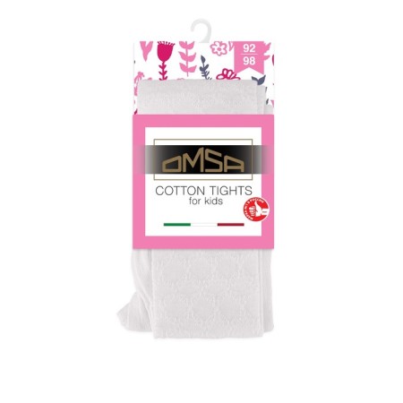 Pantyhose children Omsa Kids Collant 12A11-1 with an openwork pattern Bianco, size 104-110