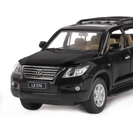 Metal machine lexus lx570 1:32, light, sound, doors and luggage, inertia, black color open-3
