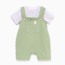 Set: T-shirt and overalls crumb I am Basic Line, height 74-80 cm, green