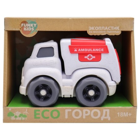Eco-machine Funky Toys "Ambulance", white color, 18 cm-1