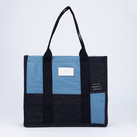 Bag Women's Shoper without fastening, lining, long belt, blue color-2