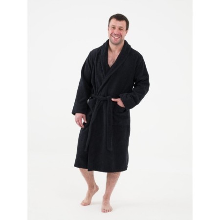 Male bathrobe with a shack, size 48-50, black color-3
