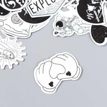 Set of stickers "Black and white supermix" 50 pcs 3-8.5 cm-1