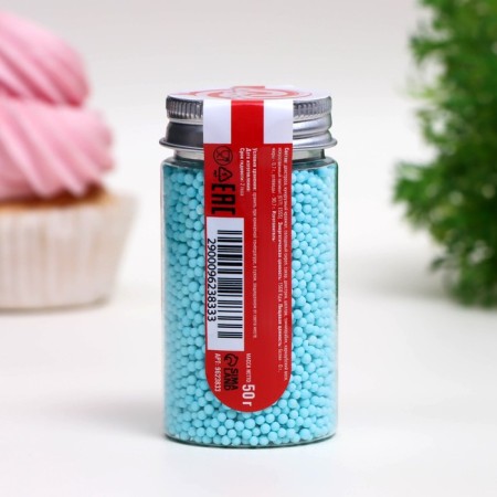 Sprinking confectionery "matte sugar balls, blue 2 mm" 50 g-2