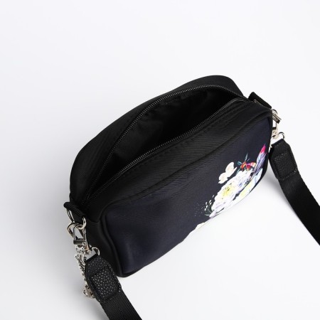 Women's textile bag "Flowers", 19x14x6 cm, black-7
