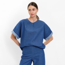 Футболка женская оверсайз MINAKU: Jeans Collection цвет электрик, размер 46