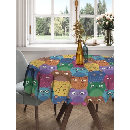 The tablecloth “Bright colored cats”, round, Saten, d = 150 cm