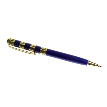 Gift handle, ballpoint "luxury" in a plastic case, rotary, blue with golden inserts-2