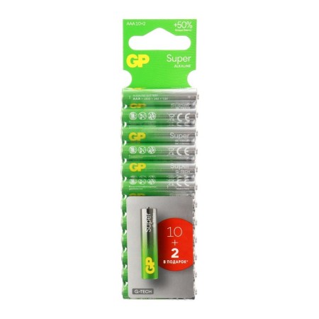 Battery Alkalin GP Super, AAA, LR03-12BL, 1.5V, blister, 10+2 pcs.