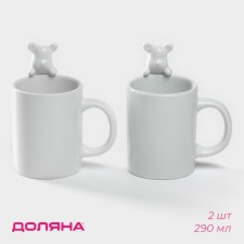 A set of mugs of ceramic shares “Mishka Otto”, 290 ml, 11.5 × 8 × 13.5 cm, 2 pcs, white color