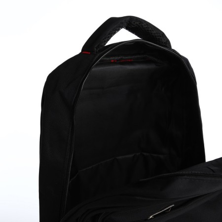 Youth backpack from textiles, 2 parts with lightning, 4 pockets, black/blue color-5