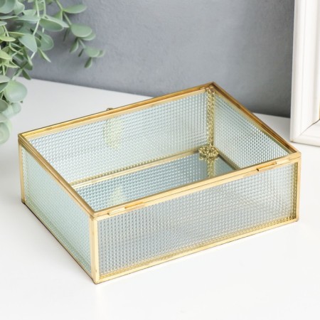 Casket glass with a metal frame "Rectangular. Squares" 18.5x14x6.5 cm-3