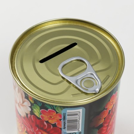 Копилка-банка металл "Матрешка и цветы"-5