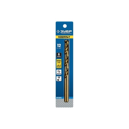 Bison drill, steel P6M5K5, cylindrical shank, 12 x 151 mm, class A-1