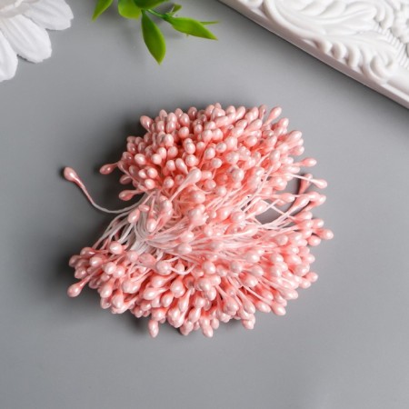 Stamens for flowers "droplets gloss sugar-pink" set 300 pcs length 6 cm