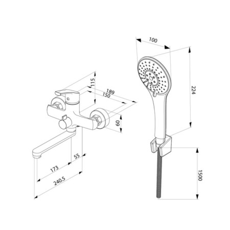 MILARDO STERM STESB02M02 bath mixer, pour 172 mm, chrome-2