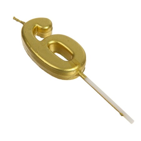 Candle in a cake on a skewer, number 6, gold, 4.5x2.5 cm-3
