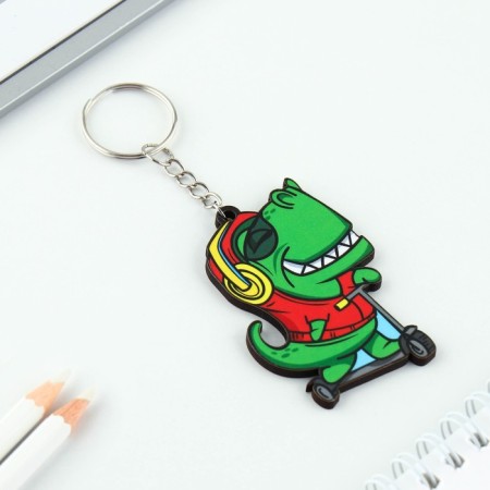 Key keychain wooden "dinosaur", 4.5 x 6 cm-1