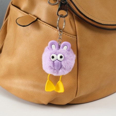 Fluffy on the ring "Bright -eyed raven" Lilac 9.5x6x6 cm