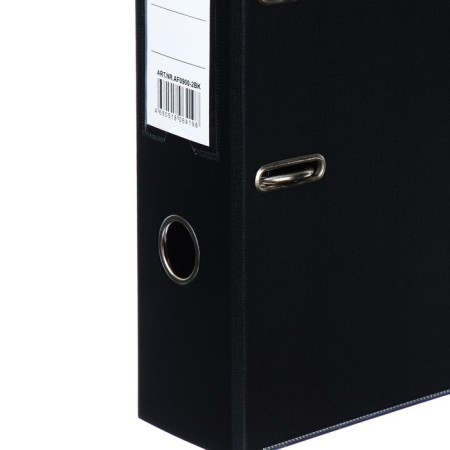 A4, 75 mm, Lamark, PVC, double-sided coating, metal edging, pocket for a spine, collected, black/black-2