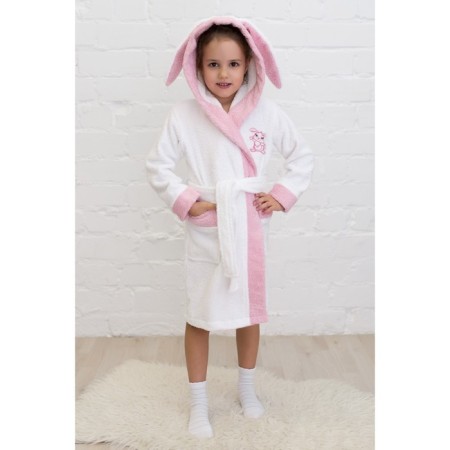 Baby robe "Bunny", height 110 cm, white+pink, Makra