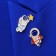 Set of badges (2 pcs.) "Cosmonauts" super-heroes, color in gold