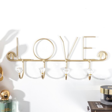 Decorative metal hooks "inscription - love" gold 13x31 cm-2