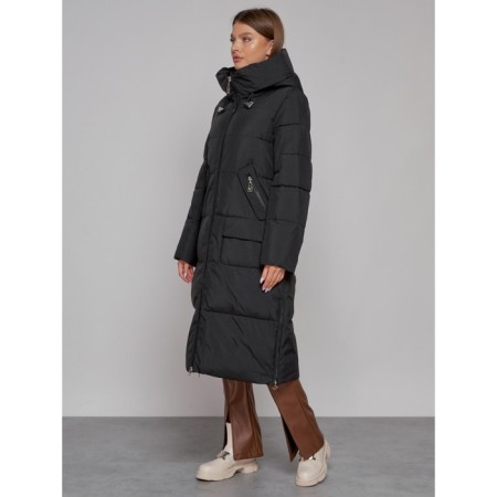 Coat insulated winter female, size 42, black color-1