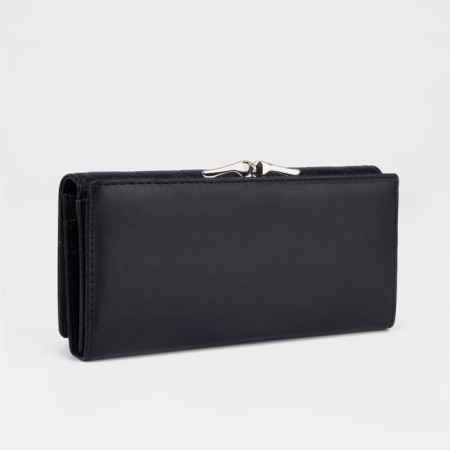 Women's wallet on magnets, black color-1