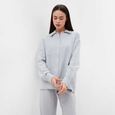 Пижама женская (рубашка и брюки) KAFTAN "Basic" размер 52-54, цвет серо-голубой-1