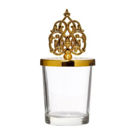 Glass of glass for 1 candle "Royal pattern" gold 11x5.5x5.5 cm-4