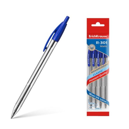 A set of ballpoints 4pcs Erichkrause R-301 "Classic Matic" UZ 1.0, blue 46750