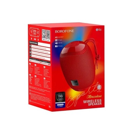 Portable column Borofone R6, 10 W, BT5.0, AUX, FM, Microsd, USB, 1200 mAh, red-3