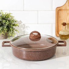 Brownie Frying Furder, D = 28 cm, Glass Cover, Castle Handles, Antivorestar Coating, Induction