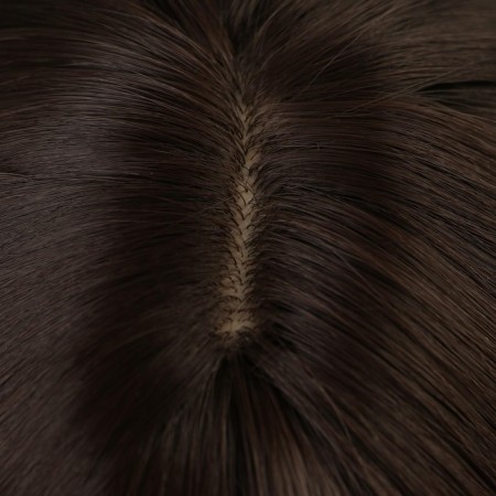 Artificial wig, with a bang, imitation of the skin, 60 cm, brown-2