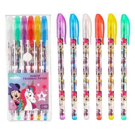 A set of gel pens with sparkles, 6 colors, unicorn, Minnie Mouse-5