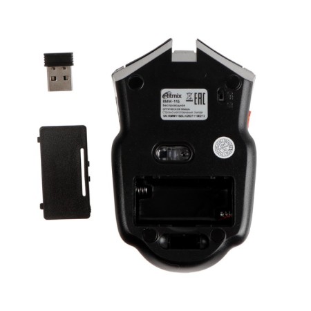 Mouse Ritmix RMW-115, game, wireless, 1600 dpi, USB, black-4