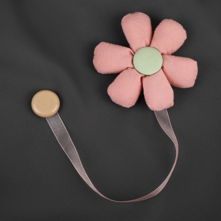 Picking for curtains "Flower", d = 10 cm, pink/green color-1